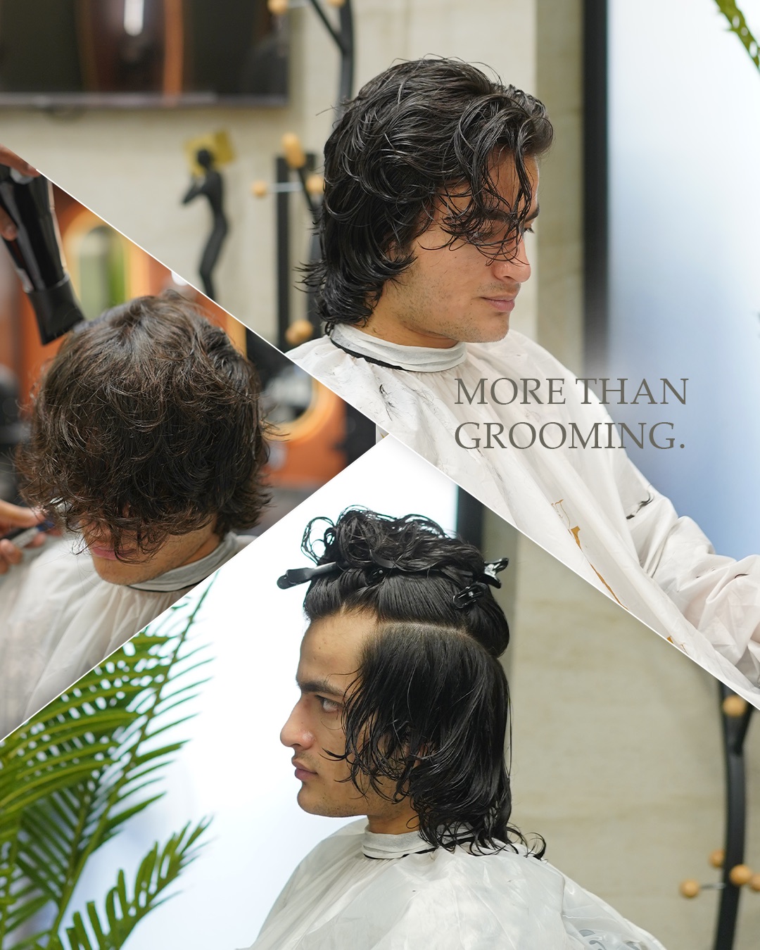 More Than Grooming — a stylist finishing a client's cut at HK Salon For Men